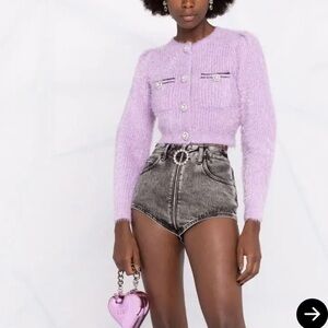 NWT Self Portrait Cropped Cotton-Blend Knitted Cardigan✨🪻